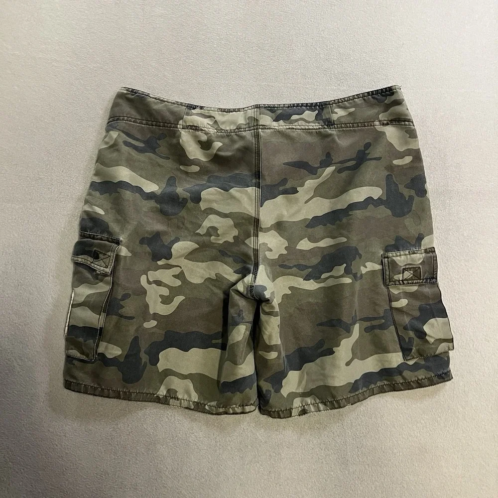 Mossimo Camo Board Shorts Swim Trunks Men's Size 38 Green Cargo Unlined Y2K